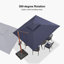 Load image into Gallery viewer, PURPLE LEAF SUNBRELLA Fabric Large Cantilever Umbrella Double Top Deluxe Rectangle Patio Umbrella with Wood Pattern
