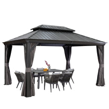 Load image into Gallery viewer, 【Outdoor Idea】PURPLE LEAF Patio Gazebo with Aluminum Frame Grey Dining Sets-Bundle Set
