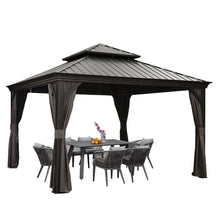 Load image into Gallery viewer, 【Outdoor Idea】PURPLE LEAF Patio Gazebo with Aluminum Frame Grey Dining Sets-Bundle Set
