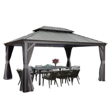 Load image into Gallery viewer, 【Outdoor Idea】PURPLE LEAF Patio Gazebo with Aluminum Frame Grey Dining Sets-Bundle Set
