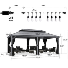 Load image into Gallery viewer, PURPLE LEAF Patio Gazebo for Backyard | Hardtop Galvanized Steel Frame with String Lights | Light Grey

