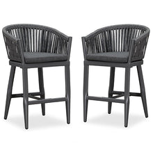 Load image into Gallery viewer, Purple Leaf Counter Bar Stools Chair Set of 2, Modern Aluminum Wicker Bar Chair Indoor and Outdoor
