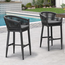 Charger l&#39;image dans la galerie, Purple Leaf Counter Bar Stools Chair Set of 2, Modern Aluminum Wicker Bar Chair Indoor and Outdoor

