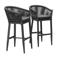Charger l&#39;image dans la galerie, Purple Leaf Counter Bar Stools Chair Set of 2, Modern Aluminum Wicker Bar Chair Indoor and Outdoor
