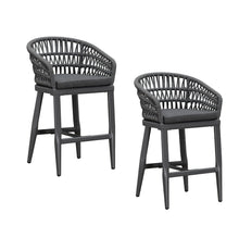 Afbeelding in Gallery-weergave laden, PURPLR LEAF Bar Stools Chair Set of 2, Rattan and Aluminum Frame with Comfortable Cushion
