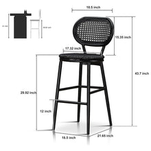Load image into Gallery viewer, PURPLE LEAF Modern Bar Stool Set of 2, Woven Counter Stools with Back, Bistro Bar Stools
