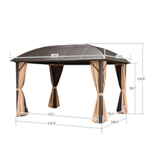 Charger l&#39;image dans la galerie, PURPLE LEAF 10&#39; x 12&#39; Patio Gazebo Outdoor Hardtop Aluminum Canopy Awning Backyard Space Pavilion with Mosquito Net and Privacy Curtain
