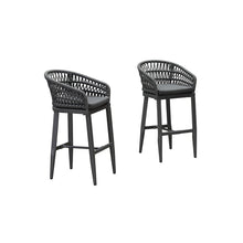 Load image into Gallery viewer, PURPLR LEAF Bar Stools Chair Set of 2, Rattan and Aluminum Frame with Comfortable Cushion
