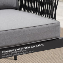 Afbeelding in Gallery-weergave laden, PURPLE LEAF Patio Conversation Set 4 Pieces Aluminum Frame Rope Modern Sofa
