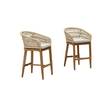 Load image into Gallery viewer, PURPLR LEAF Bar Stools Chair Set of 2, Rattan and Aluminum Frame with Comfortable Cushion
