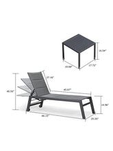 Charger l&#39;image dans la galerie, 【Clearance】PURPLE LEAF Outdoor Chaise Lounge Aluminum with Side Table and Wheels Reclining Chair
