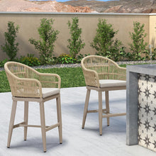 Load image into Gallery viewer, PURPLE LEAF Patio Chairs, 2 Set Outdoor Bar Stools Modern Counter Height Bar, Cushions Included
