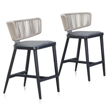 Afbeelding in Gallery-weergave laden, PURPLE LEAF Outdoor Bar Stools Set of 2, Aluminum Frame, Cradle back, Height Stools Chair
