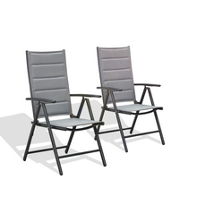 Load image into Gallery viewer, OPEN BOX I PURPLE LEAF Outdoor Patio Sling Chairs Folding Chairs Set of 2, Outdoor Reclining Camping Chairs with Soft Cotton-Padded Seat Adjustable High Backrest Portable Chairs (Open Box)
