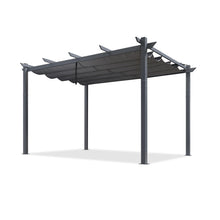 Afbeelding in Gallery-weergave laden, PURPLE LEAF Patio Retractable Pergola with Shade Canopy Modern Grill Gazebo Metal Shelter Pavilion for Porch Deck Garden Backyard Outdoor Pergola, Grey
