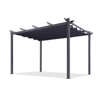 Afbeelding in Gallery-weergave laden, PURPLE LEAF Patio Retractable Pergola with Shade Canopy Modern Grill Gazebo Metal Shelter Pavilion for Porch Deck Garden Backyard Outdoor Pergola, Navy Blue

