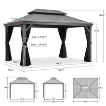 Load image into Gallery viewer, PURPLE LEAF Patio Gazebo for Backyard | Hardtop Galvanized Steel Frame with String Lights | Light Grey
