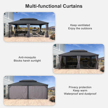 Load image into Gallery viewer, PURPLE LEAF Patio Gazebo for Backyard Grey Hardtop Galvanized Steel Roof Awning with String Lights
