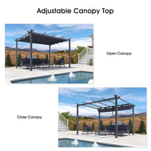 Afbeelding in Gallery-weergave laden, PURPLE LEAF Patio Retractable Pergola with Shade Canopy Modern Grill Gazebo Metal Shelter Pavilion for Porch Deck Garden Backyard Outdoor Pergola, Navy Blue
