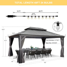 Afbeelding in Gallery-weergave laden, PURPLE LEAF Patio Gazebo for Backyard Grey Hardtop Galvanized Steel Roof Awning with String Lights

