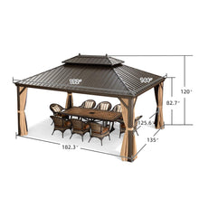 Load image into Gallery viewer, PURPLE LEAF Outdoor Hardtop Gazebo for Garden Bronze Double Roof Aluminum Frame Pavilion with String Lights
