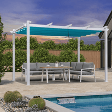 Afbeelding in Gallery-weergave laden, OPEN BOX I PURPLE LEAF Outdoor Retractable Pergola with Sun Shade Canopy Cover White Patio Metal Shelter for Garden Pavilion Grill Gazebo Grape Trellis Pergola
