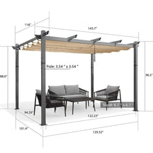 Load image into Gallery viewer, OPEN BOX I PURPLE LEAF Outdoor Retractable Pergola with Sun Shade Canopy Patio Metal Shelter for Garden Porch Beach Pavilion Wood Grain Frame Gazebo Yard Pergola
