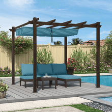 Charger l&#39;image dans la galerie, OPEN BOX I PURPLE LEAF Pergola Outdoor Retractable Metal Pergola with Canopy Patio Pergola with Shade Cover for Garden Pool Yard Beach Deck
