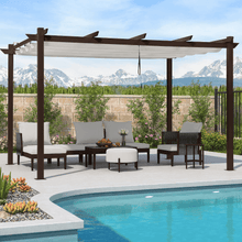 Charger l&#39;image dans la galerie, OPEN BOX I PURPLE LEAF Pergola Outdoor Retractable Metal Pergola with Canopy Patio Pergola with Shade Cover for Garden Pool Yard Beach Deck
