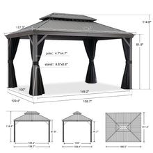 Load image into Gallery viewer, PURPLE LEAF Patio Gazebo for Backyard | Hardtop Galvanized Steel Frame with Upgrade Curtain | Light Grey
