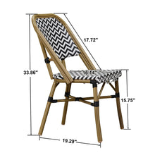 Load image into Gallery viewer, PURPLE LEAF 2 pieces of French Bistro Chair Set Bamboo Print Finish Aluminum Frame with Rattan Outdoor Dining Chair
