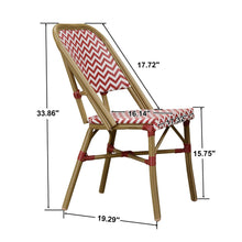 Afbeelding in Gallery-weergave laden, PURPLE LEAF 2 pieces of French Bistro Chair Set Bamboo Print Finish Aluminum Frame with Rattan Outdoor Dining Chair
