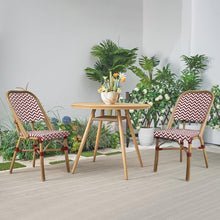 Afbeelding in Gallery-weergave laden, PURPLE LEAF 2 pieces of French Bistro Chair Set Bamboo Print Finish Aluminum Frame with Rattan Outdoor Dining Chair
