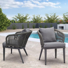 Load image into Gallery viewer, PURPLE LEAF 2 Pieces Patio Furniture Outdoor Grey Dining Chairs with Cushions and Pillows

