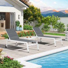 Charger l&#39;image dans la galerie, PURPLE LEAF Aluminum Outdoor Chaise Lounge Set Adjustable Sunbathing Recliner with Side Table for Poolside Beach
