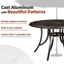 Afbeelding in Gallery-weergave laden, PURPLE LEAF Cast Aluminum Patio Dining Armchairs and Round Table | Rhombus and Square Lattice Designs
