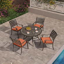 Charger l&#39;image dans la galerie, PURPLE LEAF Cast Aluminum Patio Dining Armchairs and Round Table | Rhombus and Square Lattice Designs
