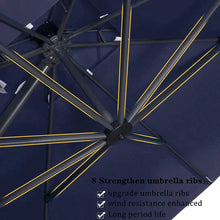 Afbeelding in Gallery-weergave laden, 【Outdoor Idea】PURPLE LEAF Patio Umbrellas, Outdoor Patio Umbrella with Base, Navy
