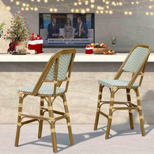 Load image into Gallery viewer, PURPLE LEAF French Bar Stool Set of 2 Outdoor Bar Patio Bar Height Stools Kitchen Counter Chair
