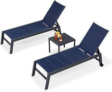 Afbeelding in Gallery-weergave laden, PURPLE LEAF Outdoor Aluminum Chaise Lounge Set of 3 with Wheels and Side Table for Outdoor Backyard Poolside
