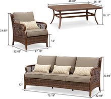 Charger l&#39;image dans la galerie, PURPLE LEAF Outdoor Conversation Sets 4-Piece Patio Wicker Rattan Furniture Sofa Sets with Table
