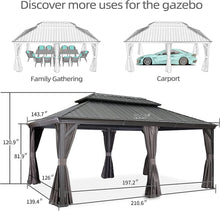 Afbeelding in Gallery-weergave laden, PURPLE LEAF Patio Gazebo for Backyard Grey Hardtop Galvanized Steel Roof Awning with Upgrade Curtain
