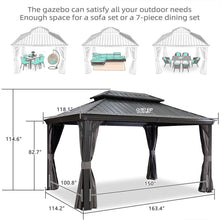 Afbeelding in Gallery-weergave laden, PURPLE LEAF Patio Gazebo for Backyard Grey Hardtop Galvanized Steel Roof Awning with Upgrade Curtain
