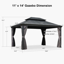 Load image into Gallery viewer, PURPLE LEAF Patio Gazebo for Backyard Grey Hardtop Galvanized Steel Roof Awning with Upgrade Curtain

