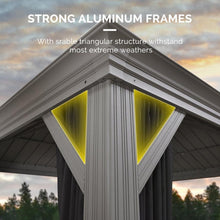 Charger l&#39;image dans la galerie, PURPLE LEAF Patio Gazebo for Backyard | Hardtop Galvanized Steel Frame with Upgrade Curtain | Light Grey
