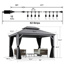 Load image into Gallery viewer, PURPLE LEAF Patio Gazebo for Backyard | Hardtop Galvanized Steel Frame with Upgrade Curtain | Light Grey
