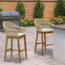Afbeelding in Gallery-weergave laden, PURPLE LEAF Patio Chairs, 2 Set Outdoor Bar Stools Modern Counter Height Bar, Cushions Included
