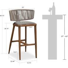 Load image into Gallery viewer, PURPLE LEAF Outdoor Bar Stools Set of 2, Aluminum Frame, Cradle back, Height Stools Chair
