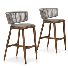 Afbeelding in Gallery-weergave laden, PURPLE LEAF Outdoor Bar Stools Set of 2, Aluminum Frame, Cradle back, Height Stools Chair
