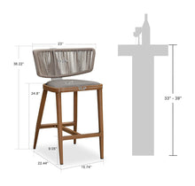 Charger l&#39;image dans la galerie, PURPLE LEAF Outdoor Bar Stools Set of 2, Aluminum Frame, Cradle back, Height Stools Chair
